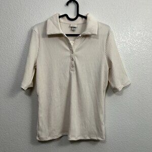 A New Day Ribbed Johnny Collar Polo Shirt